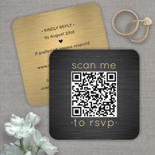 Pacote de 50 Cartões de Resposta QR RSVP Preto e D