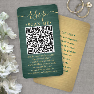 Pacote de 50 Cartões de Resposta QR RSVP Verde e D