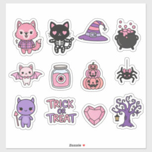 Pacote de Adesivos Adoráveis Kawaii de Halloween