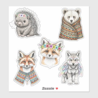Pacote de Adesivos Animais Caprichosos da Floresta