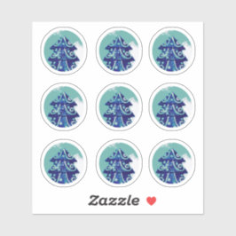 Pacote de Adesivos Árvore de Natal Azul Festivo De