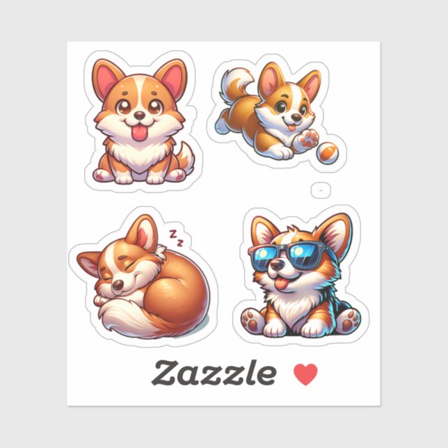 Pacote de adesivos Corgi Corgi Corgi (Folha)