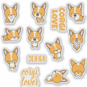 Pacote de adesivos de cães corgi fofos
