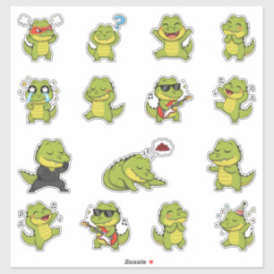 Pacote de Adesivos de Emoji de Crocodilo Fofo