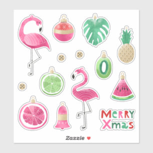 Pacote de Adesivos de Enfeites de Natal Tropicais