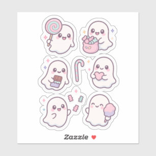 Pacote de Adesivos de Fantasmas Kawaii de Doces Fo