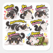 Pacote de Adesivos de Gato Smoking Engraçado