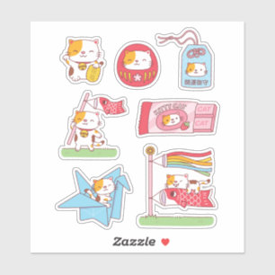 Pacote de Adesivos de Gatos Neko Talismãs Japonese