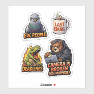 Pacote de Adesivos de Raiva de Escritório Divertid