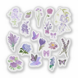 Pacote de Adesivos Florais Roxos