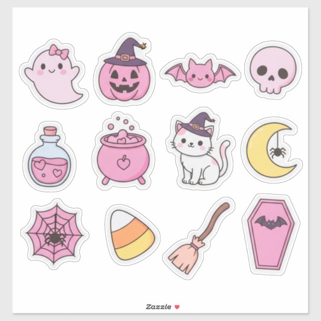 Pacote de Adesivos Kawaii Pastel de Magia de Hallo (Folha)