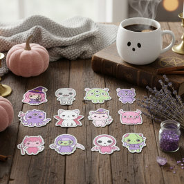 Pacote de Adesivos Kawaii Pastel Monster Mash