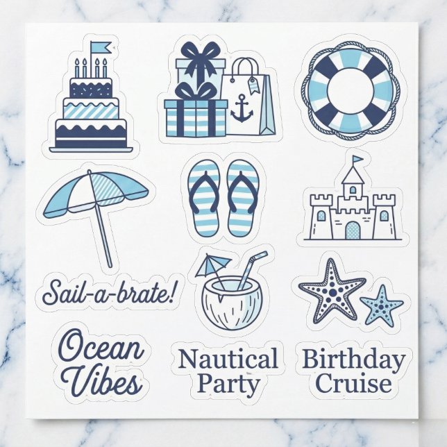 Pacote de Adesivos Marítimos "Sail-a-brate" (Decorate your nautical party favors.)