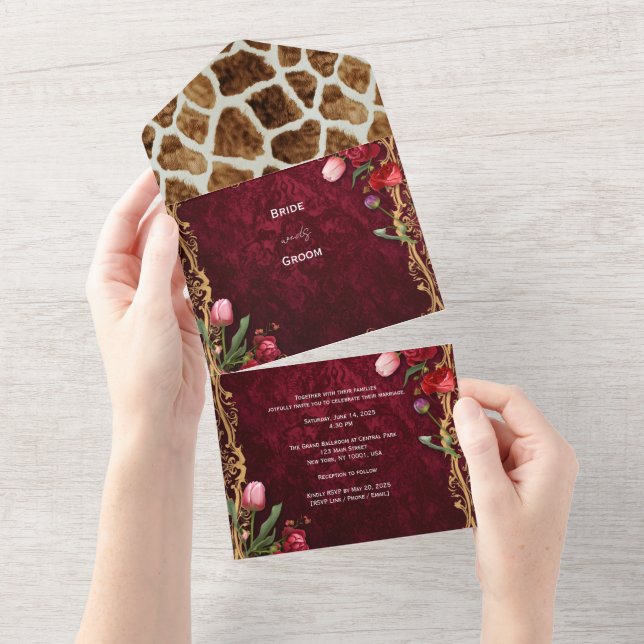 Pacote de Convite para Casamento de Matte de Luxo (Tearaway)