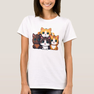 Pacote de Gato Kawaii – Camiseta Feminina de Gatos