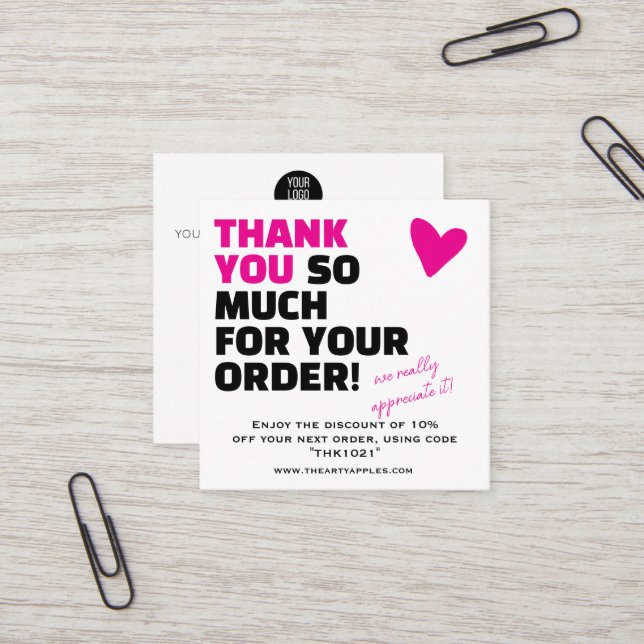 Pacote de inserção personalizado de agradecimento  (Frente/Verso In Situ)