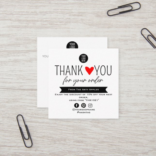 Pacote de inserção personalizado de agradecimento  (Frente/Verso In Situ)