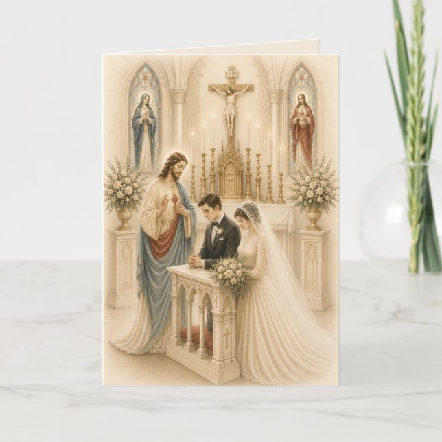 Pacotes de 10 Convites de Casamento Católico Tradi (Frente)
