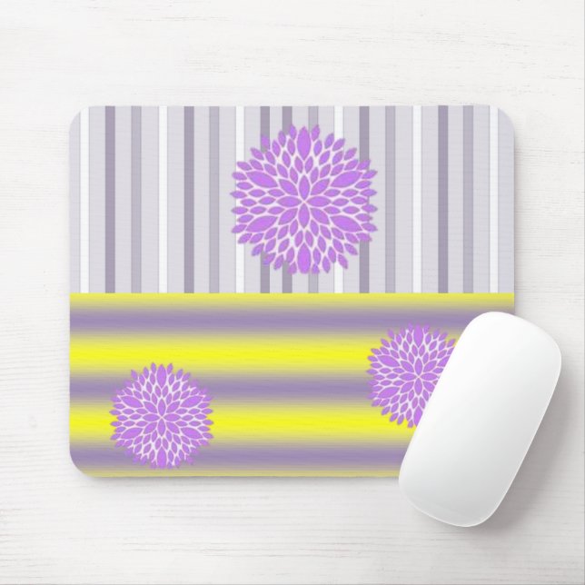 Pad de Rato Floral Roxo Amarelo! Mousepad (Com mouse)