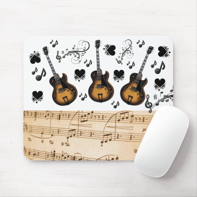 Pad do Rato de Notas de Música de Violão! Mousepad (Com mouse)