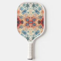 Paddle de Pickleball com Padrão de Flocos de Neve