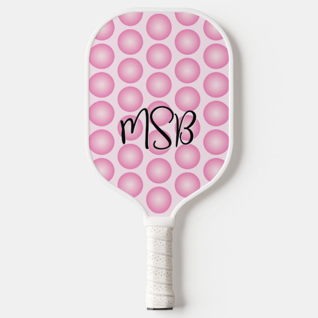Paddle Pickleball de Monograma de Pontos Rosa (Front)