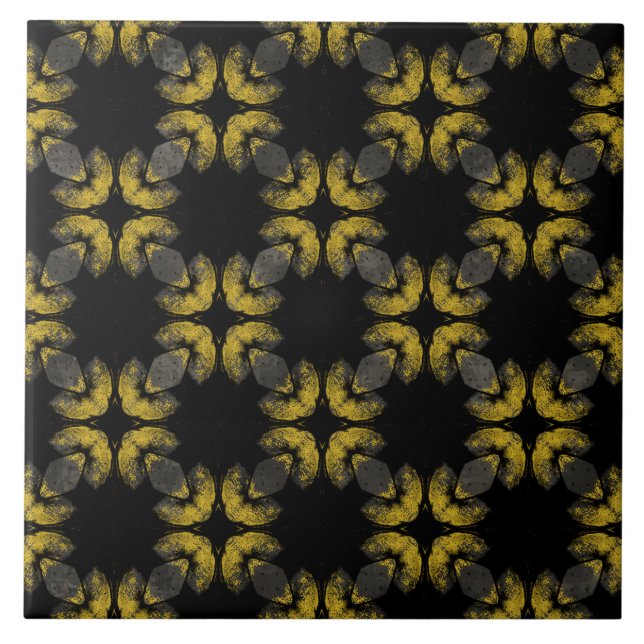 Padrão abstrato amarelo, bronze e preto (Frente)