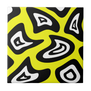 padrão Abstrato - amarelo, preto e branco.