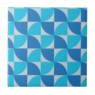 Padrão Abstrato Azul e Turquesa de Meados do Sécul