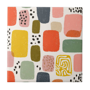 Padrão Abstrato Boho Moderno em Aquarela Colorid