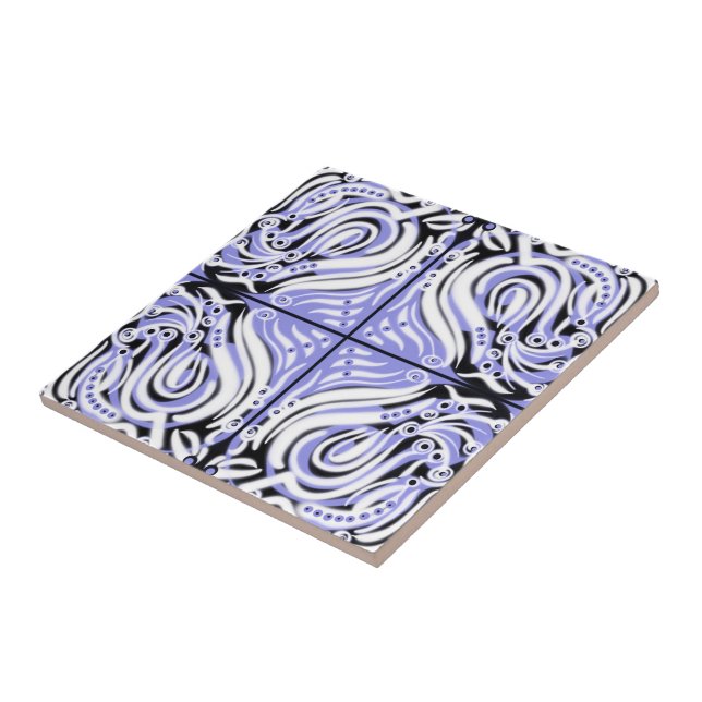 Padrão Abstrato Curvo Branco Roxo Preto (Lateral)