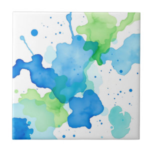 Padrão Abstrato de Aquarela Azul Verde