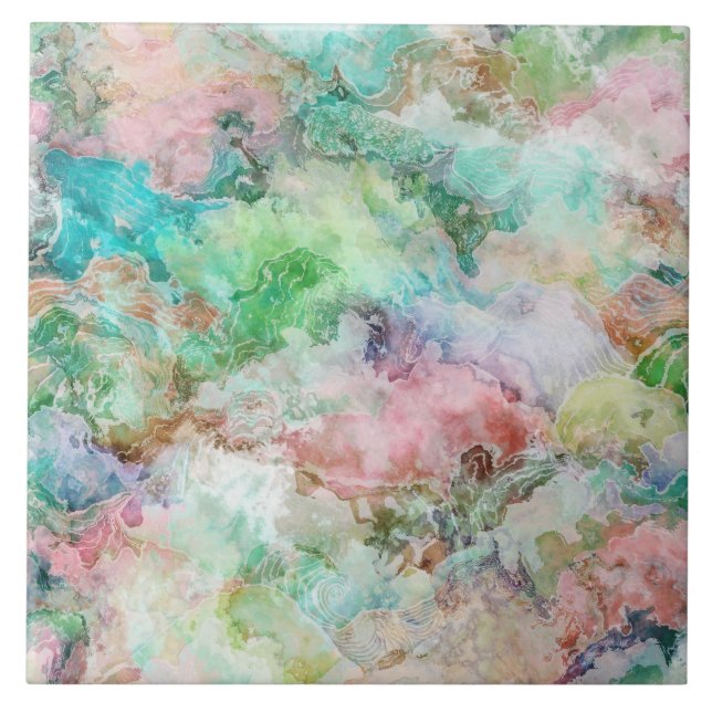 Padrão Abstrato de Aquarela do Oceano Grunge (Frente)
