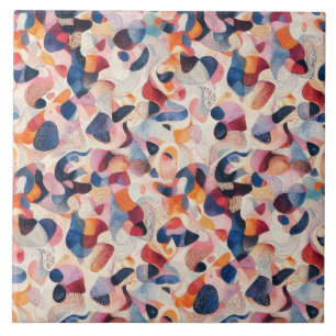 Padrão Abstrato de Aquarela Orgânica Azul Coral