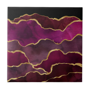 Padrão Abstrato de Aquarela Vermelho Vinho da Borg