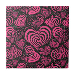 Padrão Abstrato de Coração Sem Costura Rosa Preto