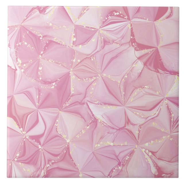 Padrão Abstrato de Geodo de Mármore Rosa Dourado (Frente)