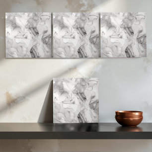 Padrão Abstrato de Mármore Nebuloso Preto e Branco