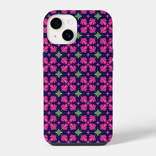 Padrão abstrato de pétalas florais rosa geométrica (Verso)