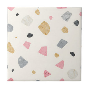 Padrão Abstrato de Terrazzo Rosa Cinza Dourado