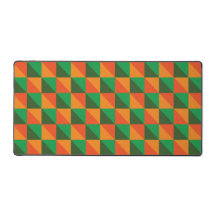 Padrão Abstrato Geométrico Laranja e Verde Retro