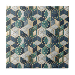 Padrão Abstrato Geométrico Moderno em Azul Turques