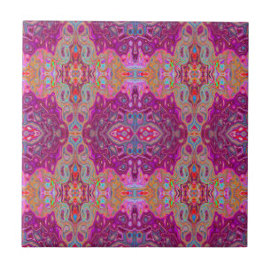 Padrão Abstrato Groovy Rosa Magenta, Azul e Vermel