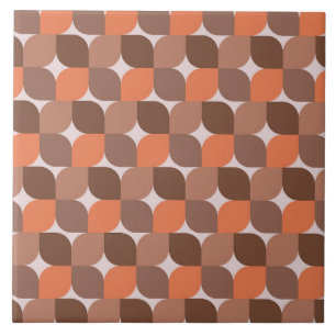 Padrão Abstrato Laranja Marrom de Meados do Século