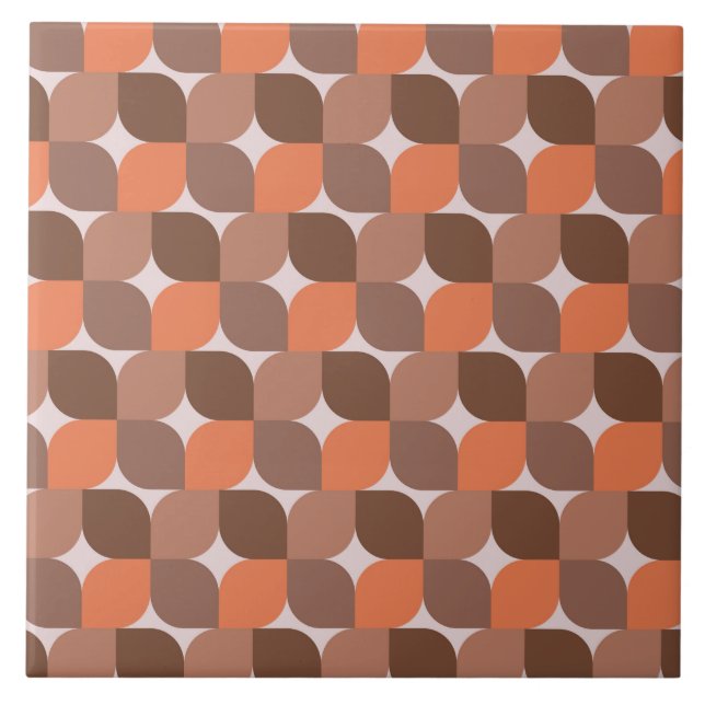 Padrão Abstrato Laranja Marrom de Meados do Século (Frente)