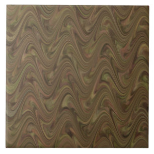 Padrão Abstrato Ondulado Verde Marrom