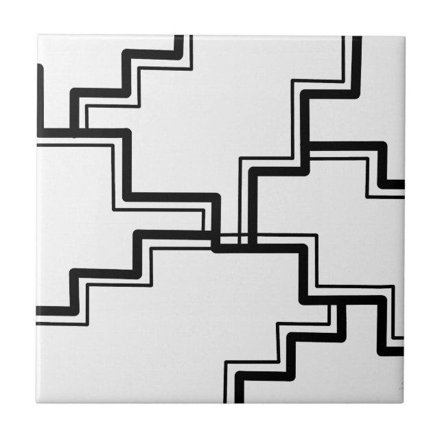 Padrão Abstrato Preto e Branco em Degraus (Frente)