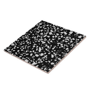 Padrão abstrato Terrazzo Mosaico preto e branco
