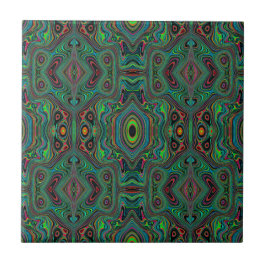 Padrão Abstrato Trippy Retro Preto e Verde Lima