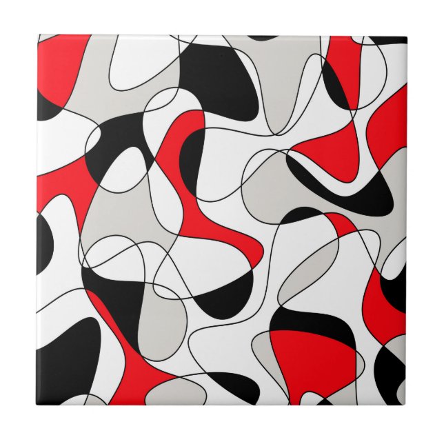 Padrão abstrato - vermelho, cinza e branco. (Frente)